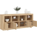 LED Beleuchtung an dem Sideboard aus Holzwerkstoff und Glas