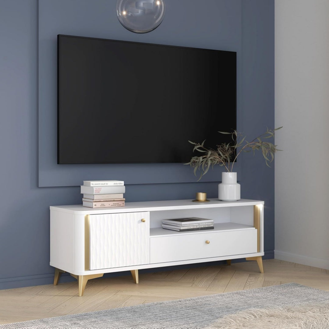 Sideboard aus Holzwerkstoff in Weiss und Gold