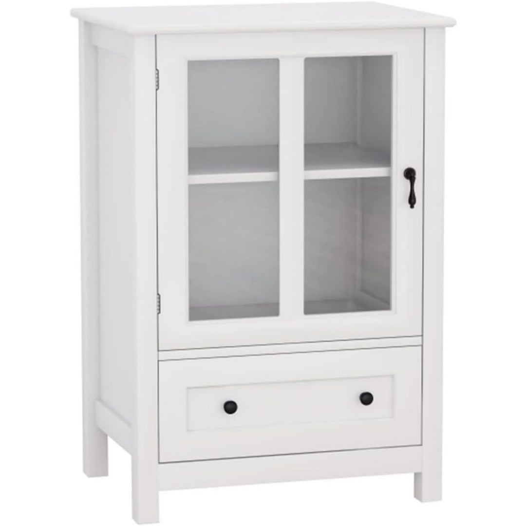 Sideboard in Weiss und Transparent mit Glastueren