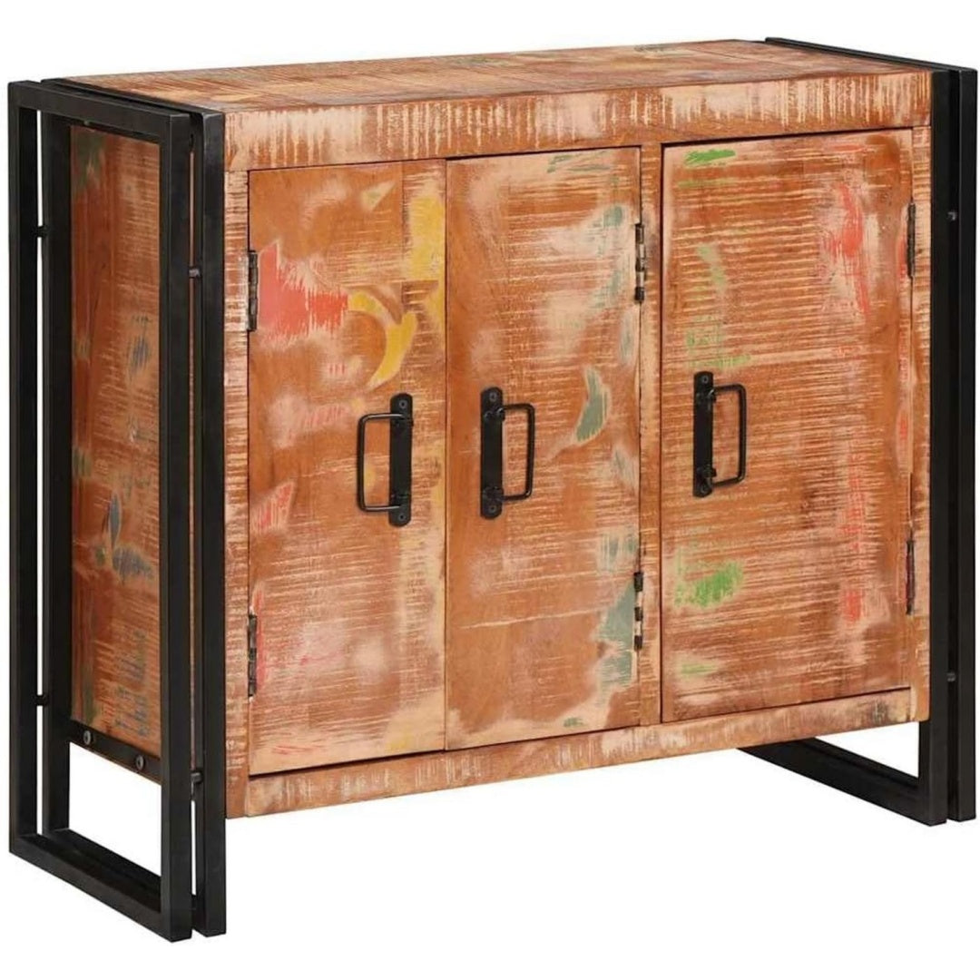 Sideboard mit 3 Tueren, Metallgriffen und geschlossenem Stauraum
