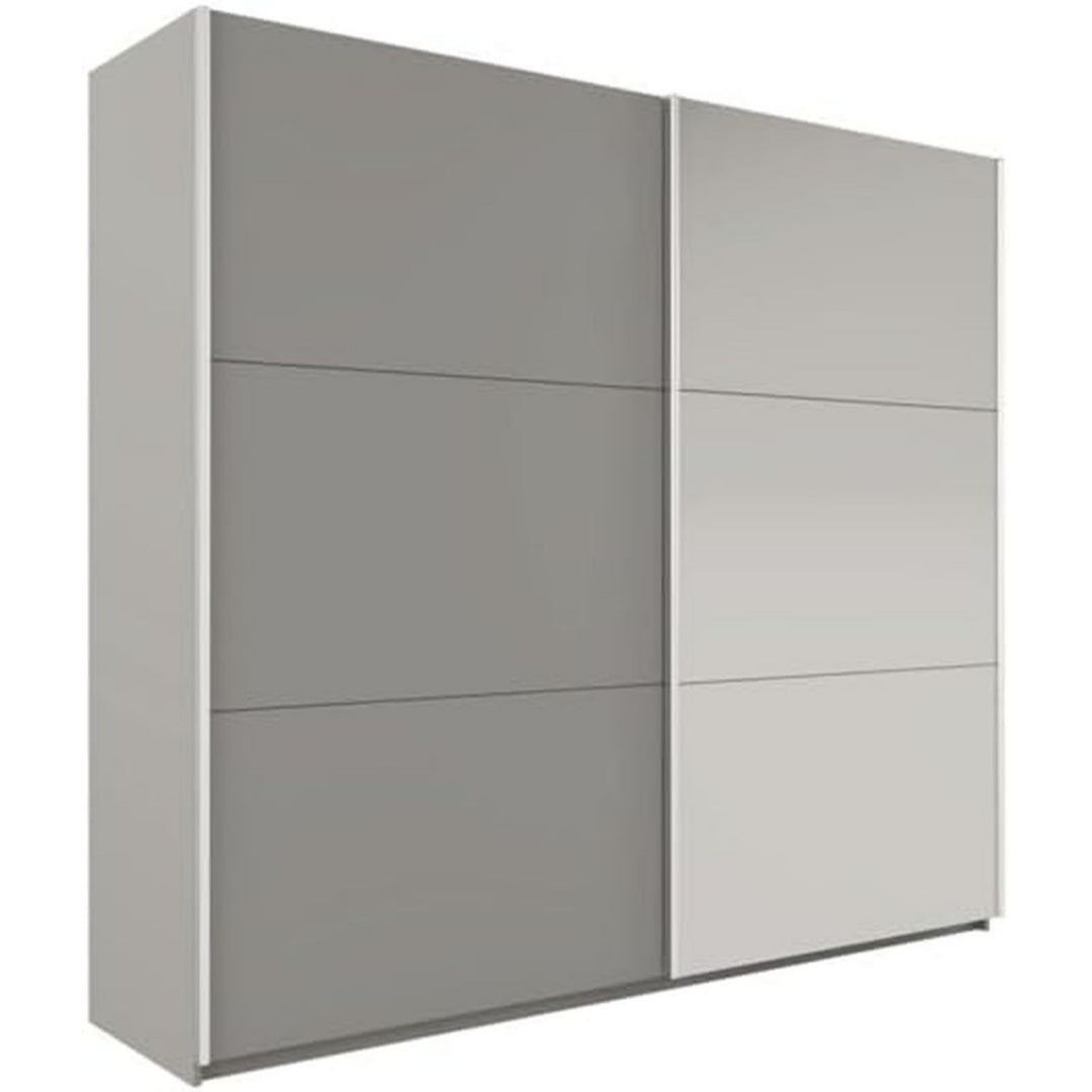 Ein Spiegel praegt die Gestaltung von dem Kleiderschrank