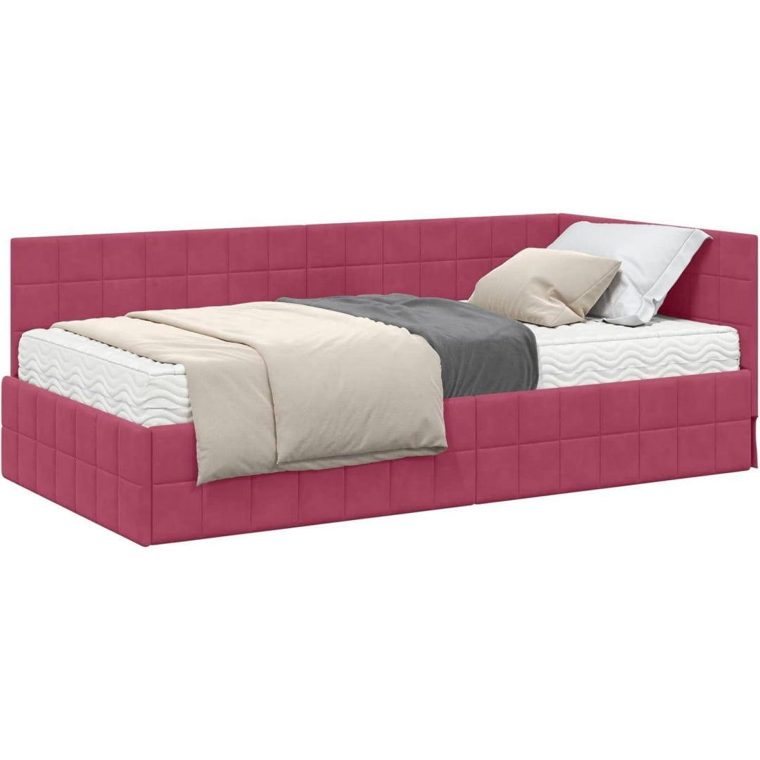 Das Bettgestell misst 204 x 94 x 72 cm in Rot