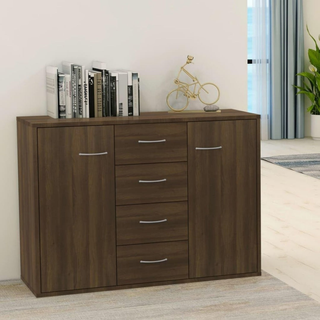 Sideboard aus Holzwerkstoff in Eichenbraun mit den Massen 88 x 30 x 65 cm