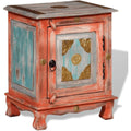 Der Nachttisch misst 40 x 30 x 50 cm in Naturbraun und Orange