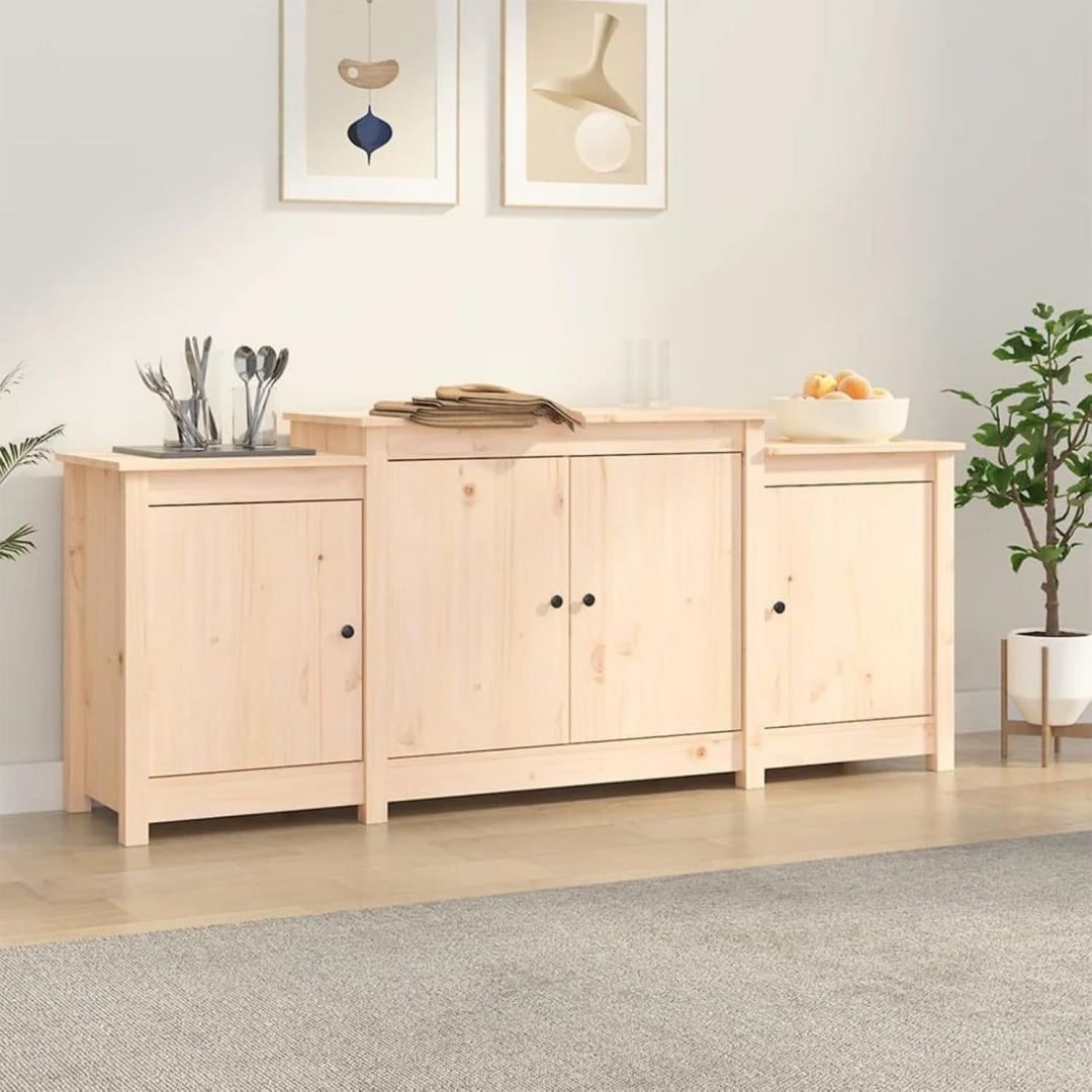 Sideboard aus Massivholz und Kiefernholz mit gerundeten Konturen