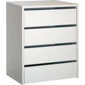 Beschichtete Flaechen praegen das Sideboard in Weiss