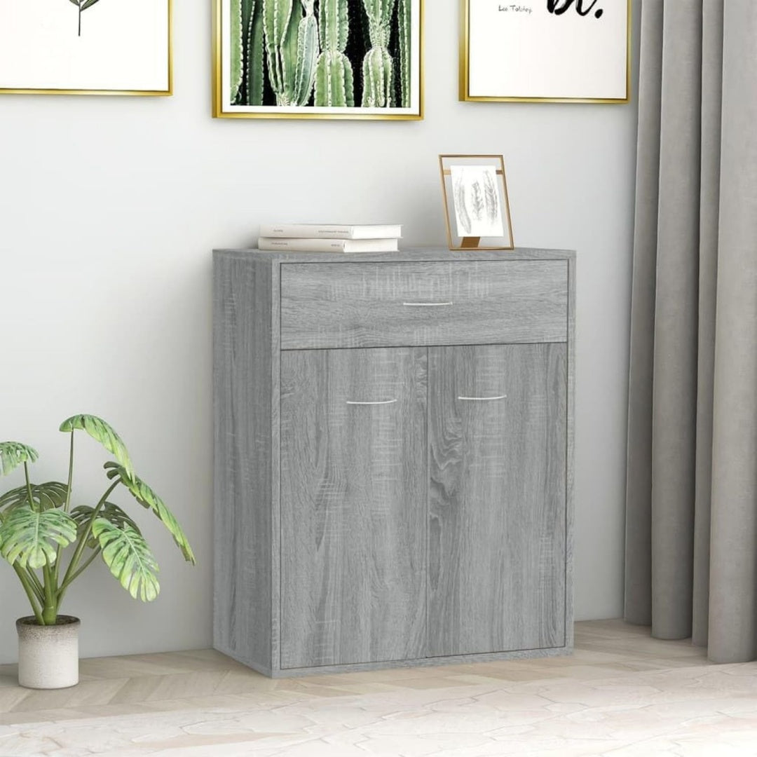 Sideboard in Eichenbraun und Grau mit den Massen 60 x 30 x 75 cm