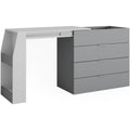 Das Sideboard vereint beschichtete Flaechen mit offenen Ablagen