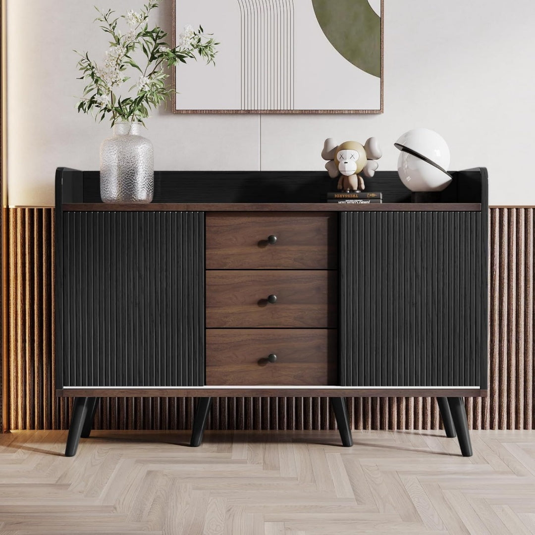 3 Schubladen praegen das Sideboard in Schwarz und Dunkelbraun