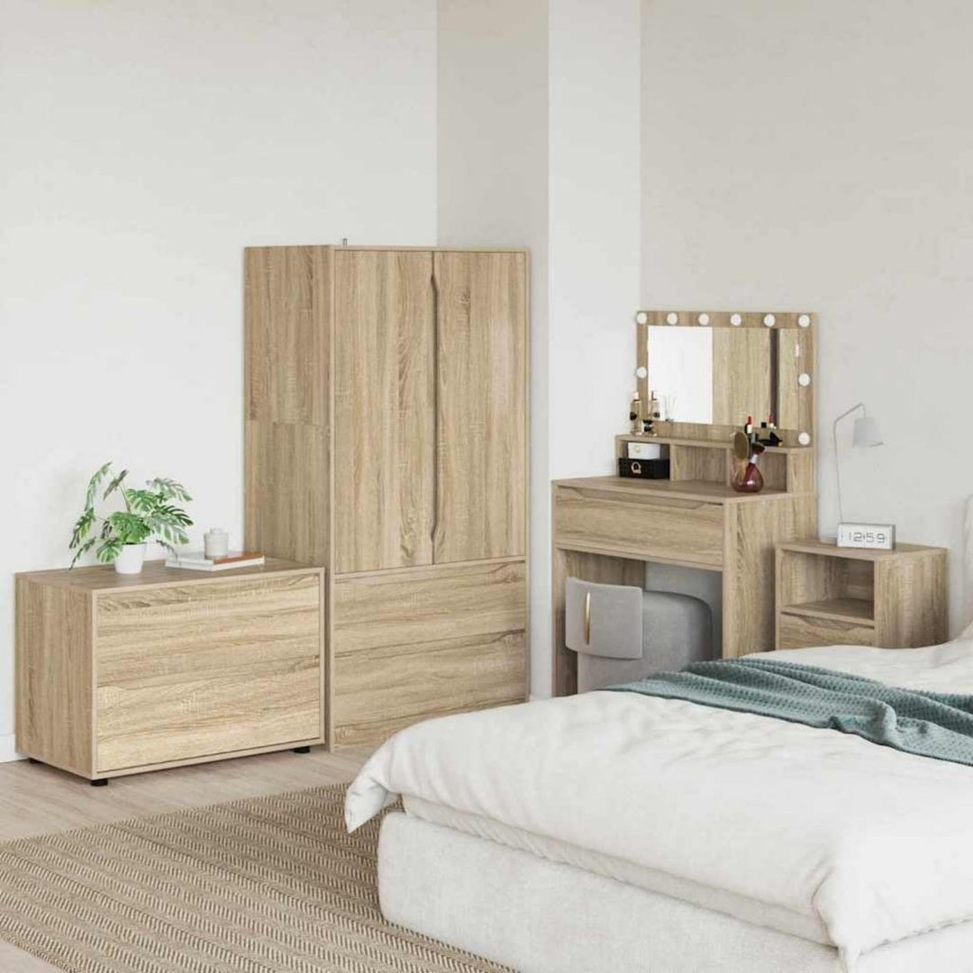 Kleiderschrank verbindet Kunststofffuesse und 2 Schubladen